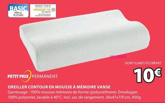 JYSK Oreiller contour en mousse à mémoire Vanse offre