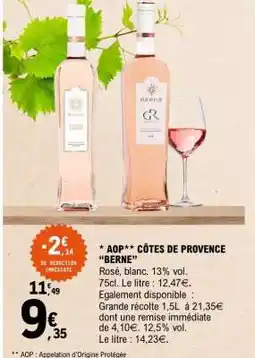E.Leclerc CÔTES DE PROVENCE BERNE offre