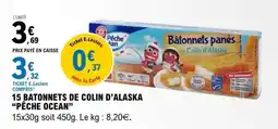 E.Leclerc 15 BATONNETS DE COLIN D'ALASKA PÊCHE OCEAN offre