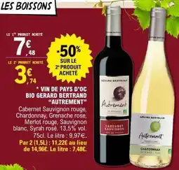 E.Leclerc VIN DE PAYS D’OC BIO GERARD BERTRAND “AUTREMENT” offre