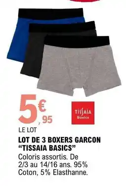 E.Leclerc LOT DE 3 BOXERS GARCON TISSAIA BASICS offre