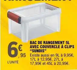 E.Leclerc Bac de rangement 5L avec couvercle à clips Sundis offre