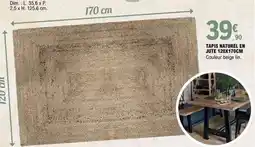 E.Leclerc TAPIS NATUREL EN JUTE 120X170CM offre