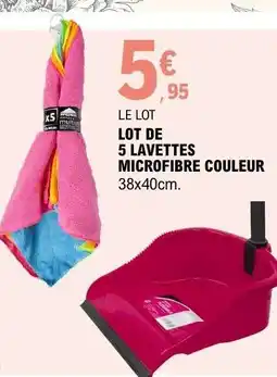 E.Leclerc LOT DE 5 LAVETTES MICROFIBRE COULEUR offre