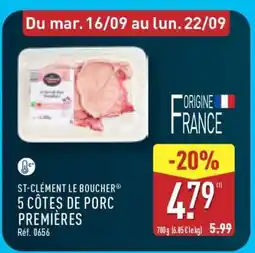 ALDI ST-CLÉMENT LE BOUCHER 5 CÔTES DE PORC PREMIÈRES offre