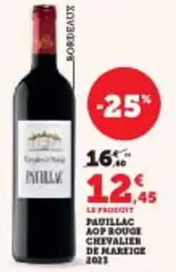 Super U Pauillac aop rouge chevalier de mareige 2033 offre