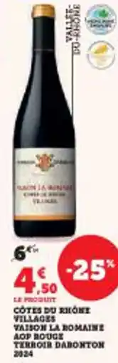 Super U Cotes du rhone villages vaison la bomaine aop rouge terroir dabonton 2024 offre