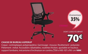 JYSK Chaise de Bureau Asperup offre