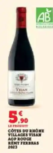 Super U Cotes du rhône villages visan aop rouge remy terbras 2023 offre
