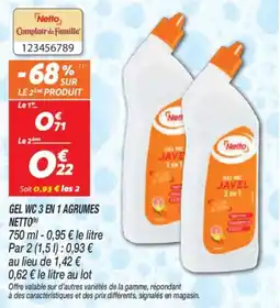 Netto Gel wc 3 en 1 agrumes netto offre