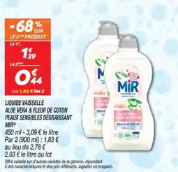 Netto Liquide vaisselle aloe vera&fleur de coton peaux sensibles dégraissant mir offre