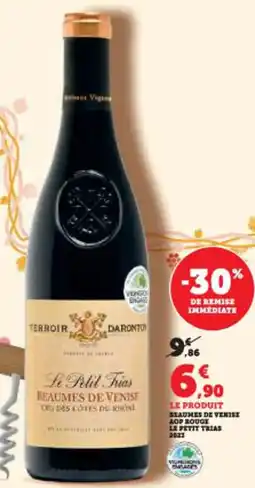 Super U Beaumes de venise aop rouge le petit trias 2023 offre