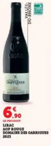 Super U Lirac aop rouge domaine des garrigues 2023 offre
