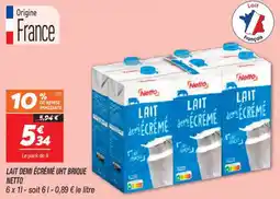 Netto Lait demi écrémé uht brique netto offre