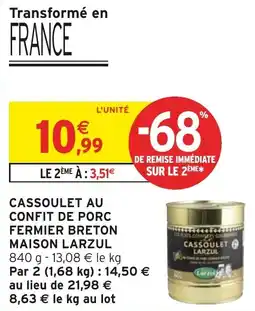 Intermarché Hyper Cassoulet au confit de porc fermier breton maison larzul offre