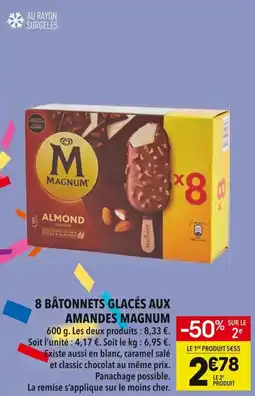 Supeco 8 bâtonnets glacés aux amandes magnum offre