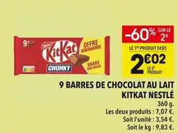 Supeco 9 barres de chocolat au lait kitkat nestlé offre