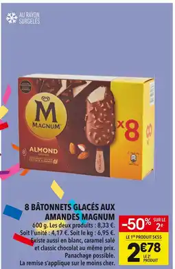 Supeco Magnum 8 Bâtonnets glacés aux amandes offre