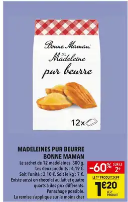 Supeco Bonne Maman Madeleines pur beurre offre