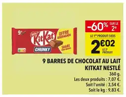 Supeco Nestlé 9 barres de chocolat au lait KitKat offre