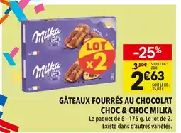 Supeco Milka Gâteaux fourrés au chocolat Choc & Choc offre