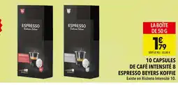Supeco Beyers Koffie 10 capsules de café Intensité 8 Espresso offre