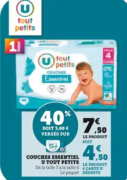 U Express U tout petits Couches essentiel offre
