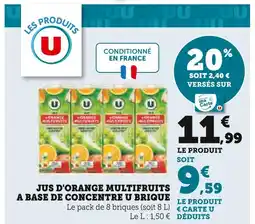 U Express U Jus d'orange multifruits à base de concentré U brique offre