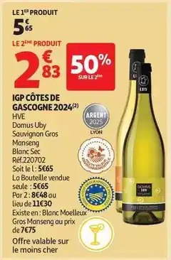 Auchan Supermarché Uby - igp côtes de gascogne 2024 offre