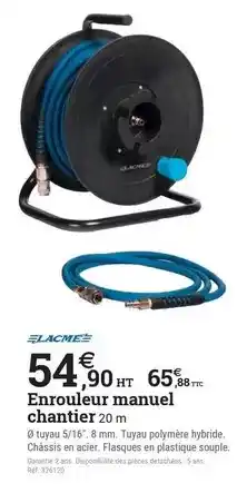 Espace emeraude Enrouleur manuel chantier 20 m offre