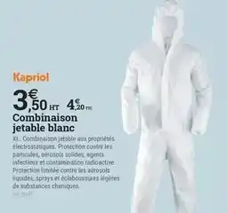 Espace emeraude Kaporal - combinaison jetable blanc offre
