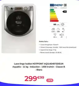 Cdiscount Hotpoint - lave-linge hublot aq114d497sdeun offre