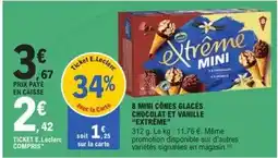 E.Leclerc E.leclerc - 8 mini cônes glacés chocolat et vanille offre