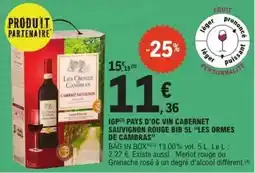 E.Leclerc Cambras - pays d'oc vin cabernet sauvignon rouge offre