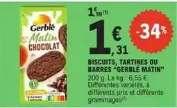 E.Leclerc Gerblé - biscuits, tartines ou barres gerblé matin offre