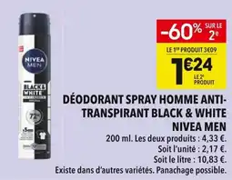 Supeco Déodorant spray homme anti transpirant black & white nivea men offre