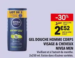 Supeco Gel douche homme corps visage & cheveux nivea men offre
