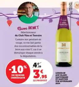 Super U Luberon aop blanc dauvergne et ranvier vin gourmand offre
