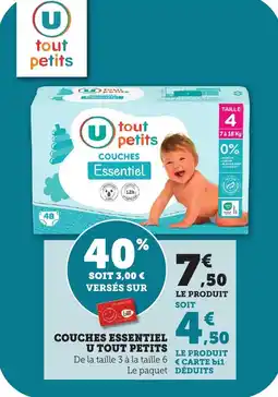 Maximarché Couches essentiel u tout petits offre