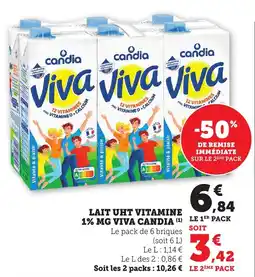 Maximarché Lait uht vitamine 1% mg viva candia offre