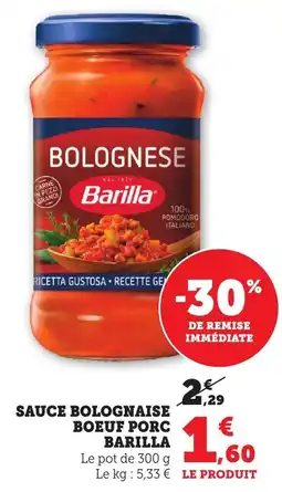 Maximarché Sauce bolognaise boeuf porc barilla offre