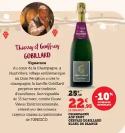 Super U Champagne aop brut gervais gobillard blanc de blancs offre