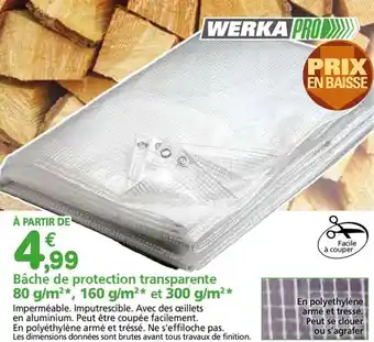 Provence Outillage WERKA PRO Bâche de protection transparente 80 g/m²*, 160 g/m²* et 300 g/m²* offre