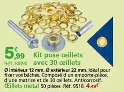 Provence Outillage Kit pose ceillets avec 30 oeillets offre