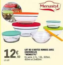 E.Leclerc Menastyl - lot de 6 boites rondes avec couvercles offre