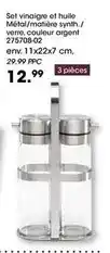 Möbel Martin Set vinagre et huile métal/matière synth/ verre, couleur argent offre
