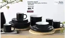Möbel Martin Ensemble vaisselle halfco cool black, glés noir/blanc offre