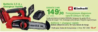 Provence Outillage EINHELL Tronçonneuse élagueuse sans fil Lithium 18 volts offre