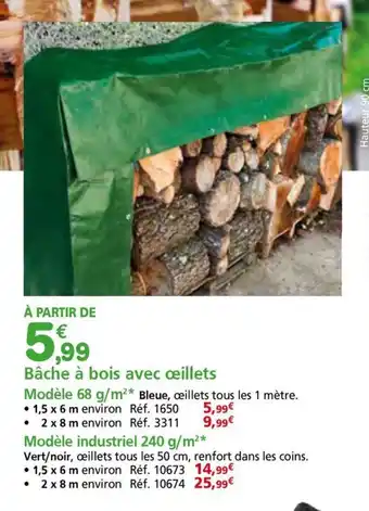 Provence Outillage WERKA PRO Bâche à bois avec œillets offre