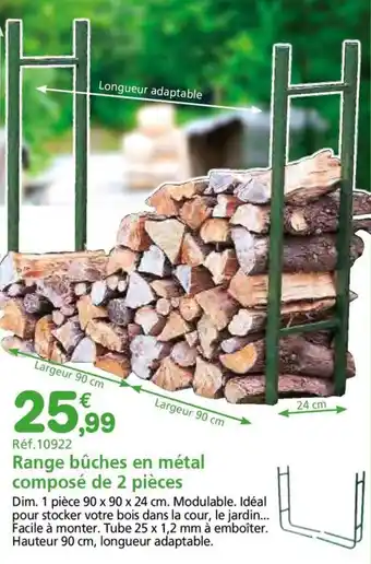 Provence Outillage Range bûches en métal composé de 2 pièces offre